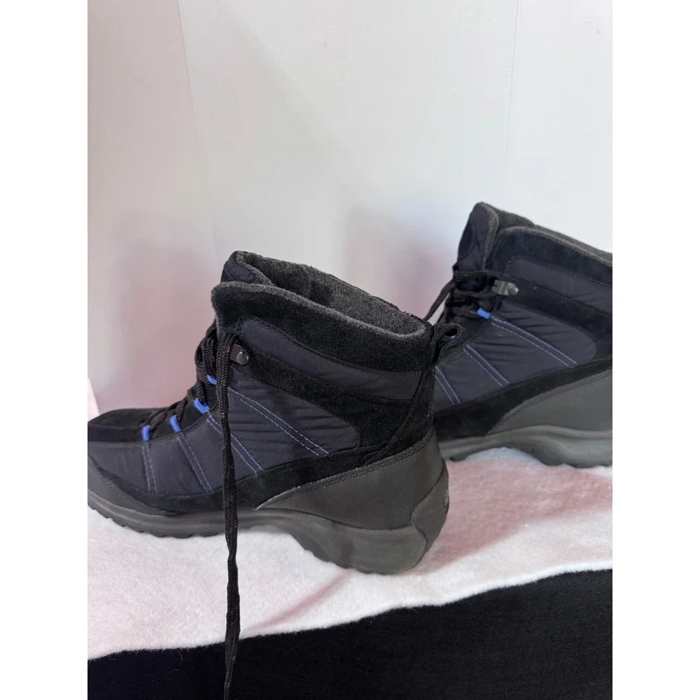 Lands End Mens Squall Snow Boots Black Blue Insulated Winter Hiking 9.5 B 34688